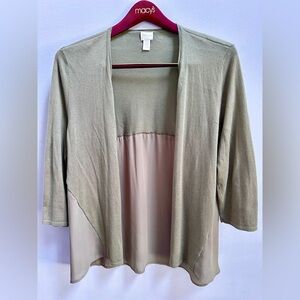 Chico’s Sage Olive Green Lightweight Open Front Cardigan Work Casual size Chico1